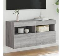 vidaXL Meuble TV Mural avec Lumières LED, Armoire de Télévision Suspendue avec Rangement, Meuble Télé Flottant, Moderne, 837207