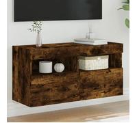 vidaXL Meuble TV Mural avec Lumières LED, Armoire de Télévision Suspendue avec Rangement, Meuble Télé Flottant, Moderne, 837205