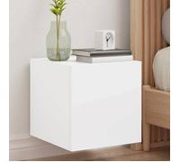 vidaXL Meuble TV mural 837218 – Armoire suspendue LED avec rangement – Blanc bois d'ingénierie