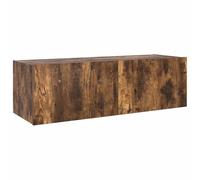 vidaXL Meuble TV Mural avec Lumières LED, Armoire de Télévision Suspendue avec Rangement, Meuble Télé Flottant, Moderne, Chêne Fumé Bois d'Ingénierie