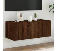 vidaXL Meuble TV Mural avec Lumières LED, Armoire de Télévision Suspendue, Meuble Télé Flottant, Moderne, Chêne Marron Bois d'Ingénierie