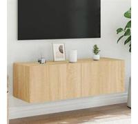 vidaXL Meuble TV mural flottant moderne avec LED – Chêne Sonoma (Bois d'ingénierie)
