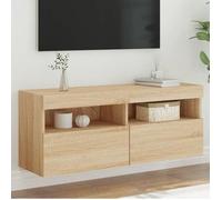 vidaXL Meuble TV Mural avec Lumières LED, Armoire de Télévision Suspendue, Meuble Télé Flottant, Moderne, Chêne Sonoma Bois d'Ingénierie