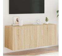 vidaXL Meuble TV Mural avec Lumières LED, Armoire de Télévision Suspendue, Meuble Télé Flottant, Moderne, Chêne Sonoma Bois 837325