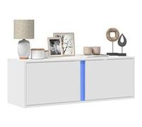 vidaXL Meuble TV mural avec lumières LED blanc 100x31x35 cm, meuble TV suspendu au mur, unité TV flottante, support TV 852264 Blanc G