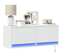 vidaXL Meuble TV mural avec lumières LED blanc 100x31x35 cm, meuble TV suspendu au mur, unité TV flottante, support TV 852362 Blanc G