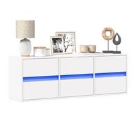 vidaXL Meuble TV mural 852299 – blanc avec lumières LED, 130×31×35 cm