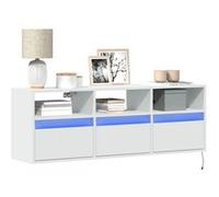 vidaXL Meuble TV mural avec lumières LED blanc 130x31x45 cm 852341 Blanc G