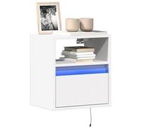 vidaXL Meuble TV mural flottant avec lumières LED Blanc 41x31x45 cm
