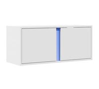 vidaXL Meuble TV mural 852257 – Suspendu flottant 80x31x35 cm avec lumières LED – Blanc
