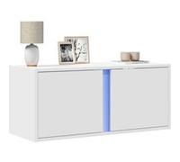 vidaXL Meuble TV mural 852257 – Suspendu flottant 80x31x35 cm avec lumières LED – Blanc