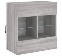 vidaXL Meuble TV mural 837096 – LED, étagères, suspendu, moderne – Chêne fumé bois d'ingénierie