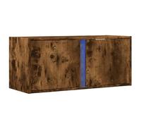 vidaXL Meuble TV mural avec lumières LED 80x31x35 cm chêne fumé G