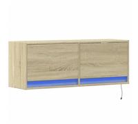 vidaXL Meuble TV Mural avec lumières LED chêne Sonoma 100x31x35 cm, Meuble TV Suspendu au Mur, unité TV Flottante, Support TV Mural