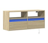 vidaXL Meuble TV mural avec lumières LED chêne sonoma 100x31x45 cm 852336 Marron G