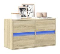 Vidaxl Meuble Tv Mural Avec Lumières Led Chêne Sonoma 80x31x45 Cm