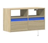 Meuble TV mural avec lumières LED chêne sonoma 80x31x45 cm 852329