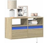 vidaXL Meuble TV mural avec lumières LED chêne sonoma 80x31x45 cm 852329 Marron G