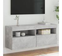 vidaXL Meuble TV mural avec lumières LED gris béton 100x30x40 cm