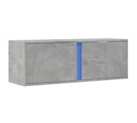 vidaXL Meuble TV Mural avec lumières LED Gris béton 100x31x35 cm, Meuble TV Suspendu au Mur, unité TV Flottante, Support TV Mural, Meuble TV Flottant