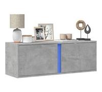 vidaXL Meuble TV mural flottant avec lumières LED Gris béton 100x31x35 cm