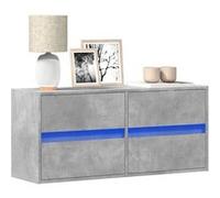 vidaXL Meuble TV mural avec lumières LED gris béton 100x31x35 cm, meuble TV suspendu au mur, unité TV flottante, support TV 852295 Gris G