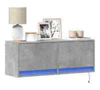 vidaXL Meuble TV mural 852365 – gris béton avec LED, 100x31x35 cm