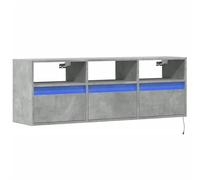 vidaXL Meuble TV Mural avec lumières LED Gris béton 130x31x45 cm