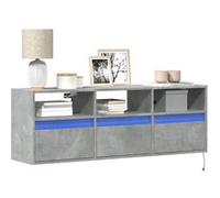 vidaXL Meuble TV mural avec lumières LED gris béton 130x31x45 cm 852344 Gris G