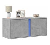 Meuble TV mural avec lumières LED gris béton 80x31x35 cm, meuble TV suspendu au mur, unité TV flottante, support TV 852260