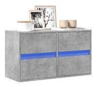 Meuble TV mural avec lumières LED gris béton 80x31x35 cm, meuble TV suspendu au mur, unité TV flottante, support TV 852288