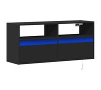 vidaXL Meuble TV Mural avec lumières LED Noir 100x31x45 cm