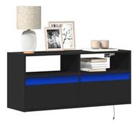 vidaXL Meuble TV mural 852335 – avec lumières LED – Noir 100x31x45 cm
