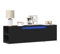 vidaXL Meuble TV mural avec lumières LED noir 135x31x39,5 cm, meuble TV suspendu au mur, unité TV flottante, support TV 852384 Noir G