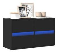 vidaXL Meuble TV mural avec lumières LED noir 80x31x35 cm, meuble TV suspendu au mur, unité TV flottante, support TV mural, 852286 Noir G