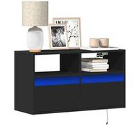 Meuble TV mural avec lumières LED noir 80x31x45 cm 852328