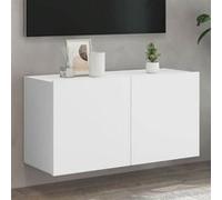 vidaXL Meuble TV mural Armoire TV suspendue moderne avec rangement Blanc bois d'ingénierie