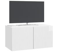 vidaXL Meuble TV Mural Montage Mural Blanc Brillant 59,5 x 31 x 30 cm, Séjour, Meuble TV Moderne, système rectangulaire, Style Chic, Rangement Ample, Cabinet Mural