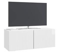vidaXL Meuble TV Mural Montage Mural Blanc Brillant 78,5 x 31 x 30 cm, Séjour, Meuble TV Moderne, système rectangulaire, Style Chic, Rangement Ample, Cabinet Mural