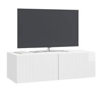 vidaXL Meuble TV Mural Montage Mural Blanc Brillant 98 x 41 x 30 cm, Séjour, Meuble TV Moderne, système rectangulaire, Style Chic, Rangement Ample, Cabinet Mural