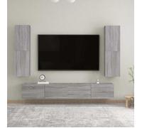 vidaXL Meuble TV Mural, Armoire de Télévision Suspendue, Colonne avec Rangement, Meuble Télé de Salon, Moderne, Sonoma Gris Bois d'Ingénierie