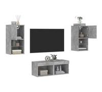 vidaXL Meuble TV mural 4 pcs avec lumières LED gris béton