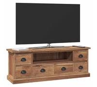 vidaXL Meuble TV Naturel 110 x 30 x 40 cm Bois de Teck Massif, Meuble TV rectangulaire Vintage, Centre média résistant, Rangement Bois, mobilier élégant, Organisateur modulable