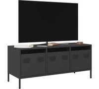 vidaXL Meuble TV noir 101,5x39x43,5 cm acier laminé à froid, support TV, buffet TV, armoire hifi, banc TV, armoire en métal, 851226 Noir G