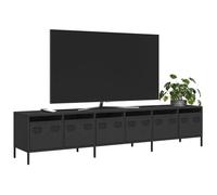 vidaXL Meuble TV noir 202x39x43,5 cm acier laminé à froid, banc TV, meuble métallique, meuble multimédia, buffet TV, meuble 3307149