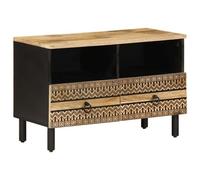 vidaXL Meuble TV noir 70x33,5x46 cm bois massif manguier brut
