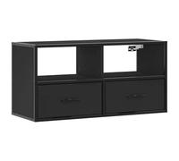 vidaXL Meuble TV Noir 80x31x39,5 cm Bois d'ingénierie et métal, Support TV, Armoire média, Console TV, Meuble HiFi, Centre de Divertissement