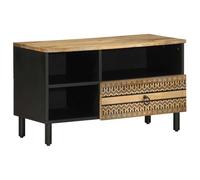 vidaXL Meuble TV noir 80x33,5x46 cm bois massif manguier brut