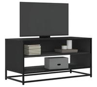 vidaXL Meuble TV noir 91x40x46 cm bois d'ingénierie et métal, banc TV, meuble hifi, centre de divertissement, buffet TV, 848884 Noir G