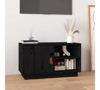 vidaXL Meuble TV Mural, Armoire de Télévision Suspendue, Meuble Télé avec Rangement Salon Salle de Séjour, Scandinave, Noir Bois de Pin Massif